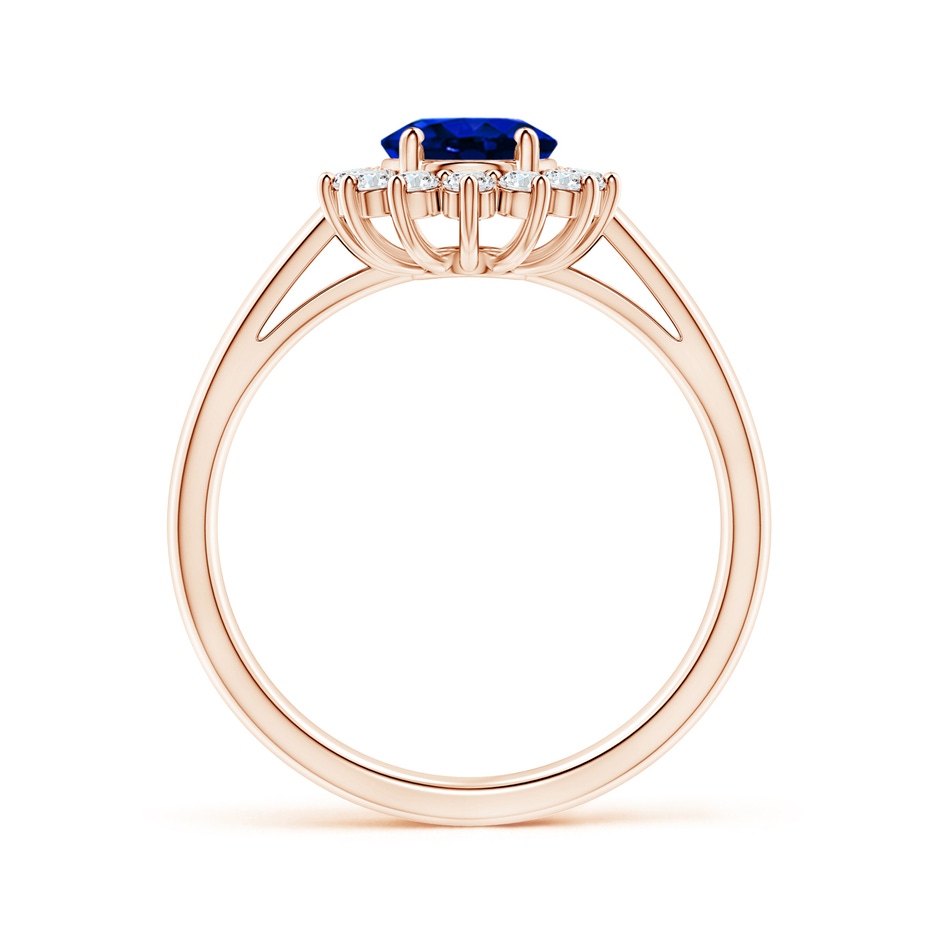 8x6mm AAAA Princess Diana Inspired Blue Sapphire Ring with Diamond Halo in Rose Gold side 199