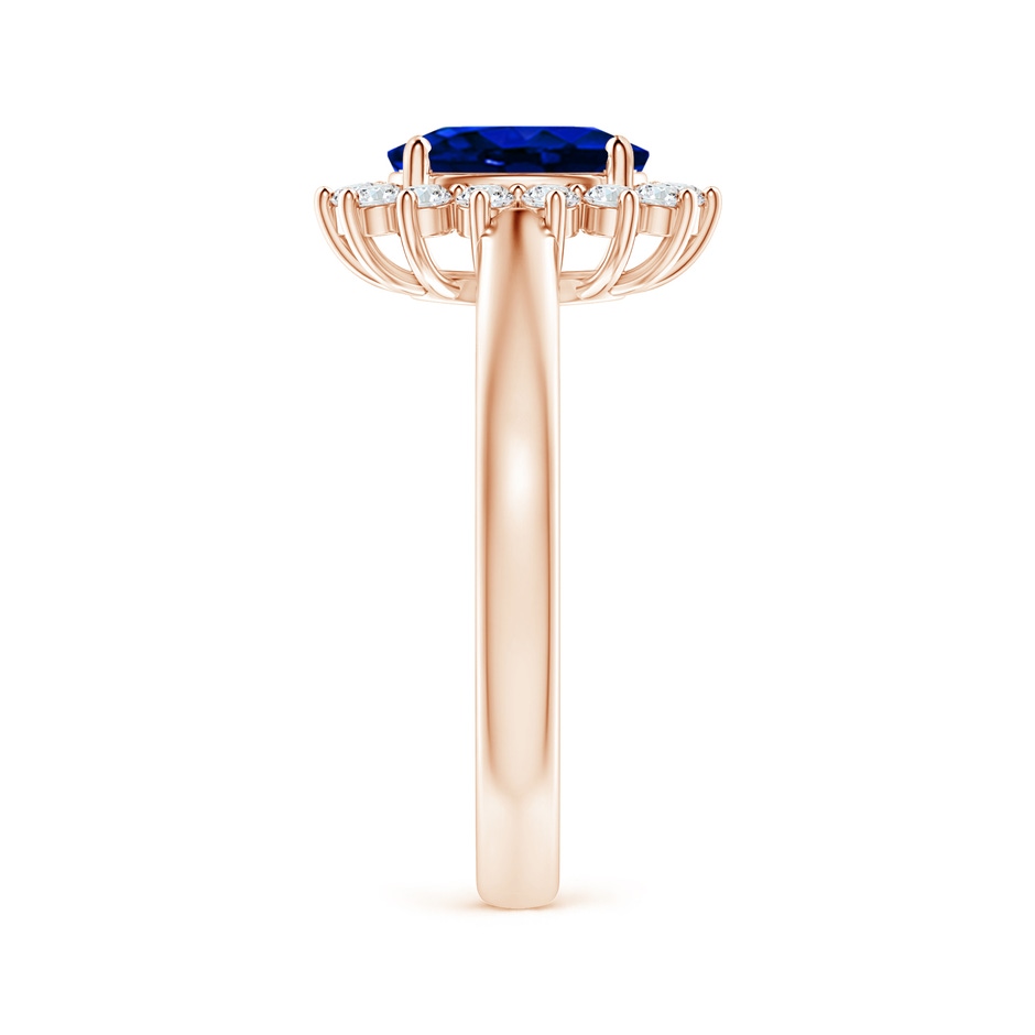 8x6mm AAAA Princess Diana Inspired Blue Sapphire Ring with Diamond Halo in Rose Gold side 299