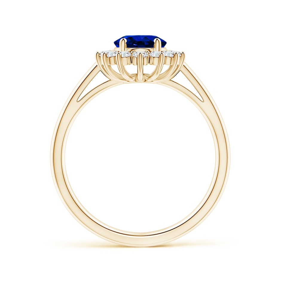 8x6mm AAAA Princess Diana Inspired Blue Sapphire Ring with Diamond Halo in Yellow Gold side 199
