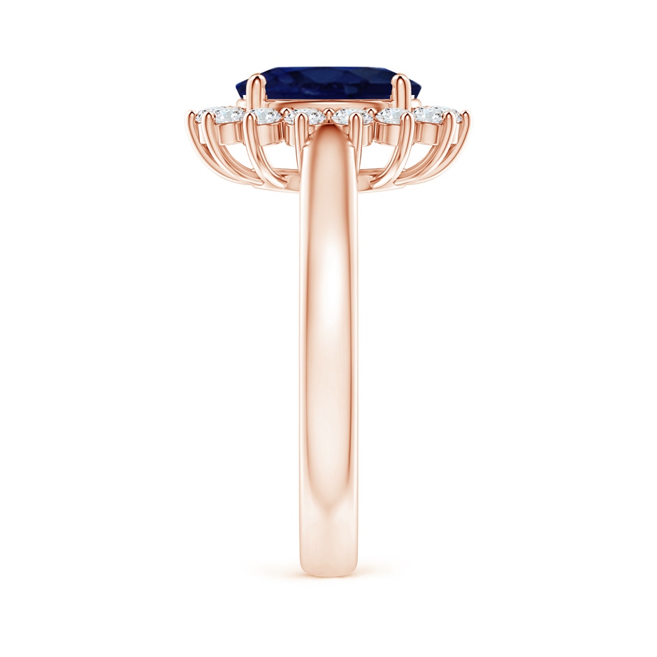 9x7mm A Princess Diana Inspired Blue Sapphire Ring with Diamond Halo in 18K Rose Gold side 299