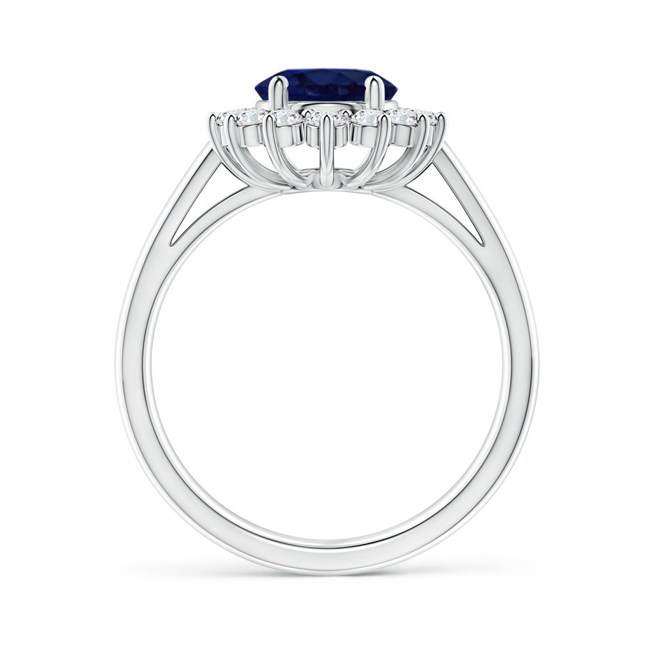 9x7mm A Princess Diana Inspired Blue Sapphire Ring with Diamond Halo in White Gold side 199