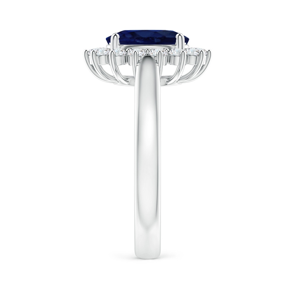 9x7mm A Princess Diana Inspired Blue Sapphire Ring with Diamond Halo in White Gold side 299