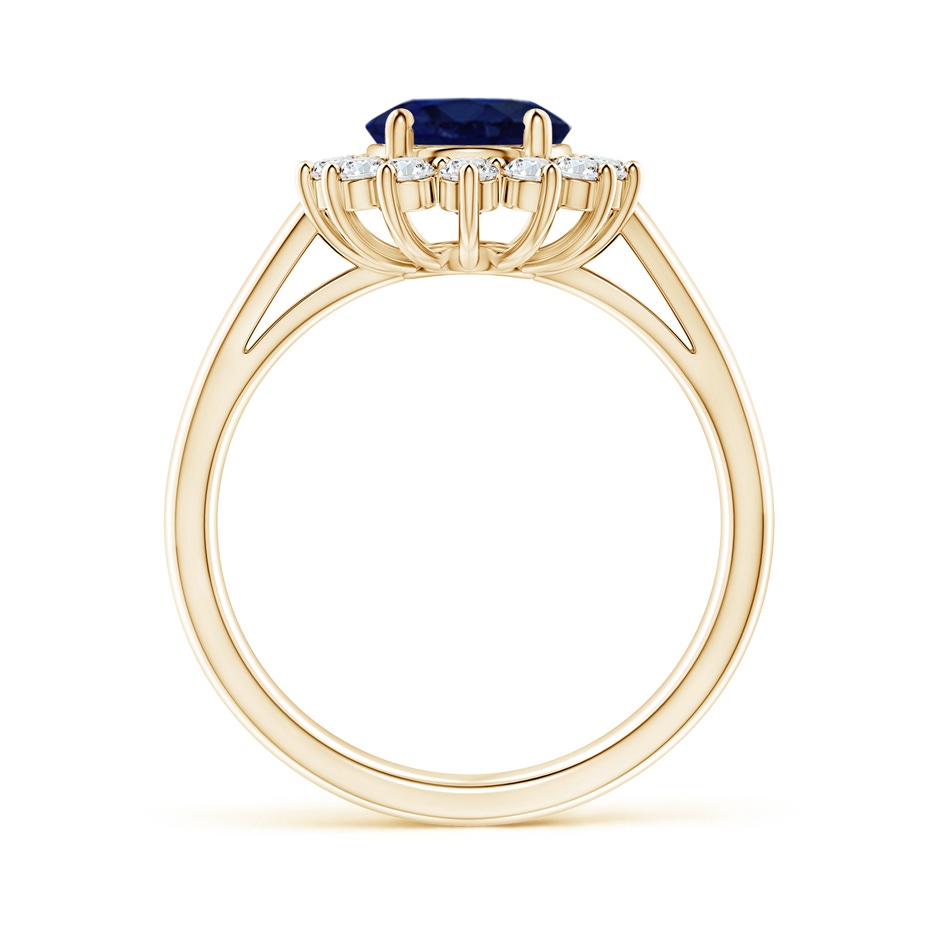 9x7mm A Princess Diana Inspired Blue Sapphire Ring with Diamond Halo in Yellow Gold side 199