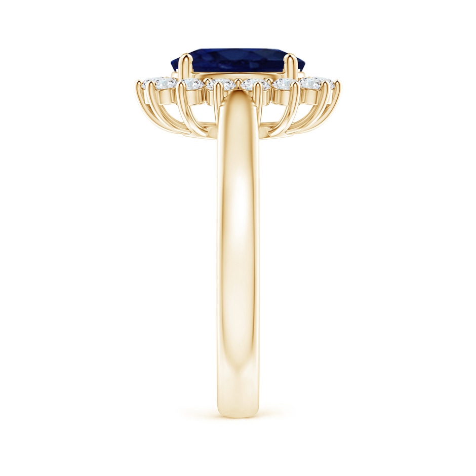 9x7mm A Princess Diana Inspired Blue Sapphire Ring with Diamond Halo in Yellow Gold side 299