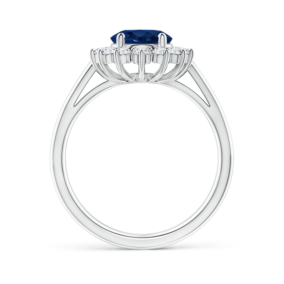 9x7mm AA Princess Diana Inspired Blue Sapphire Ring with Diamond Halo in P950 Platinum side 199