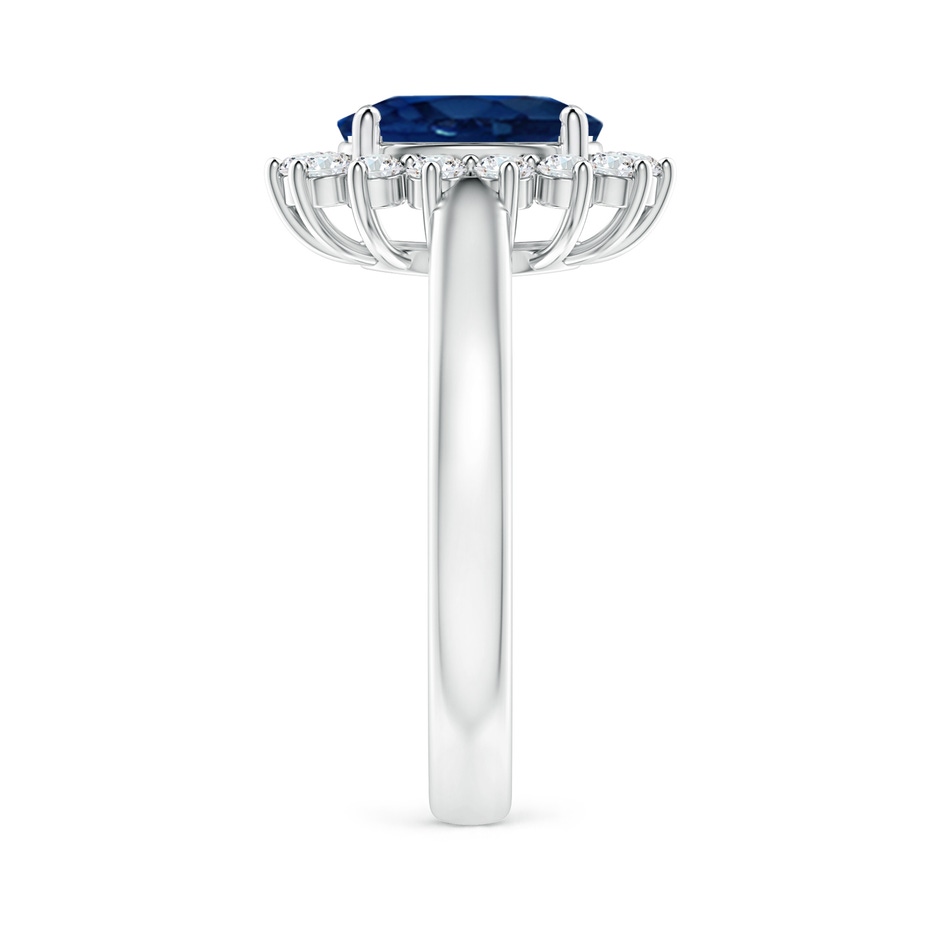 9x7mm AA Princess Diana Inspired Blue Sapphire Ring with Diamond Halo in P950 Platinum side 299