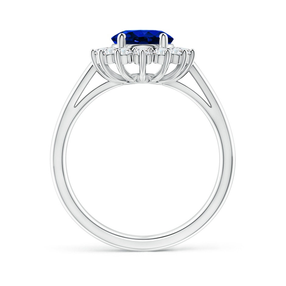 9x7mm Lab-Grown Princess Diana Inspired Blue Sapphire Ring with Diamond Halo in White Gold side 199