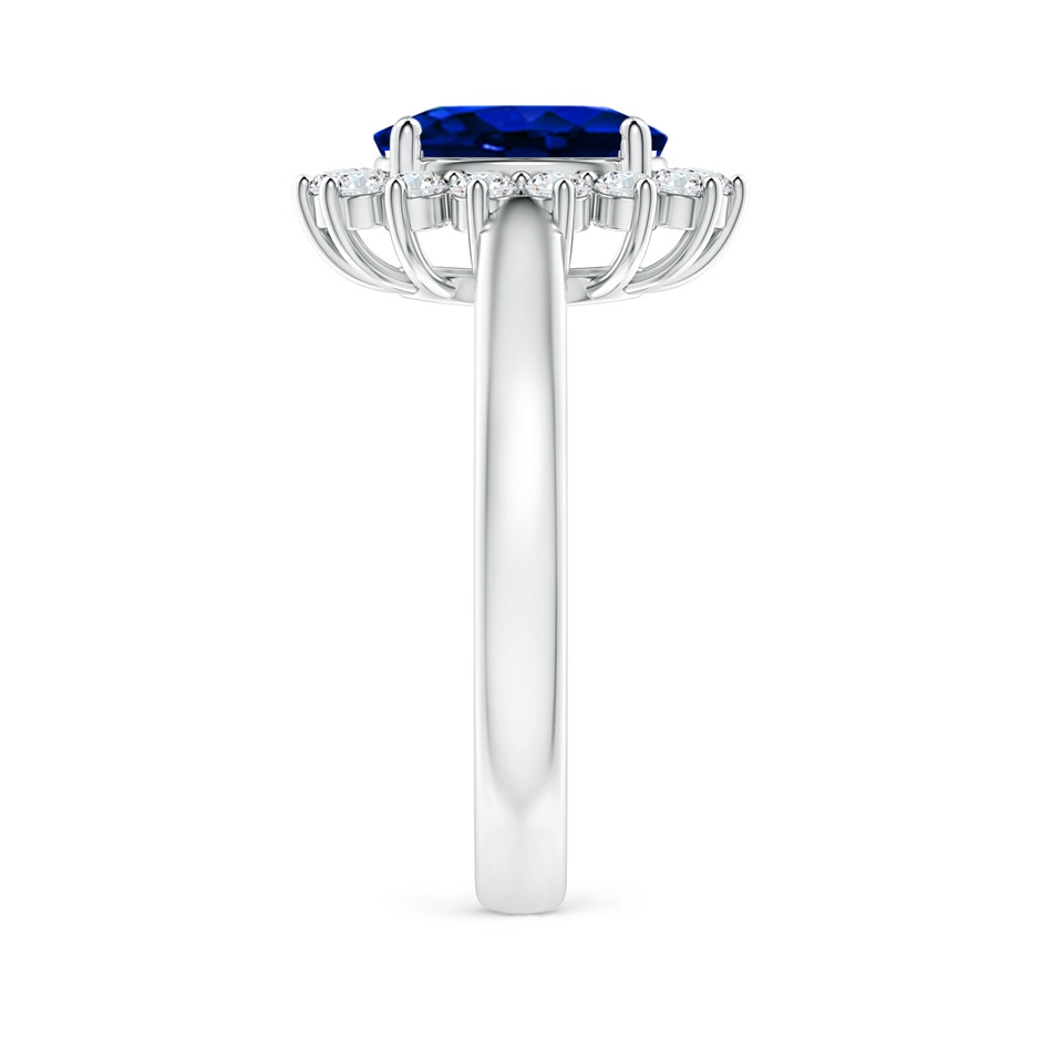 9x7mm Lab-Grown Princess Diana Inspired Blue Sapphire Ring with Diamond Halo in White Gold side 299