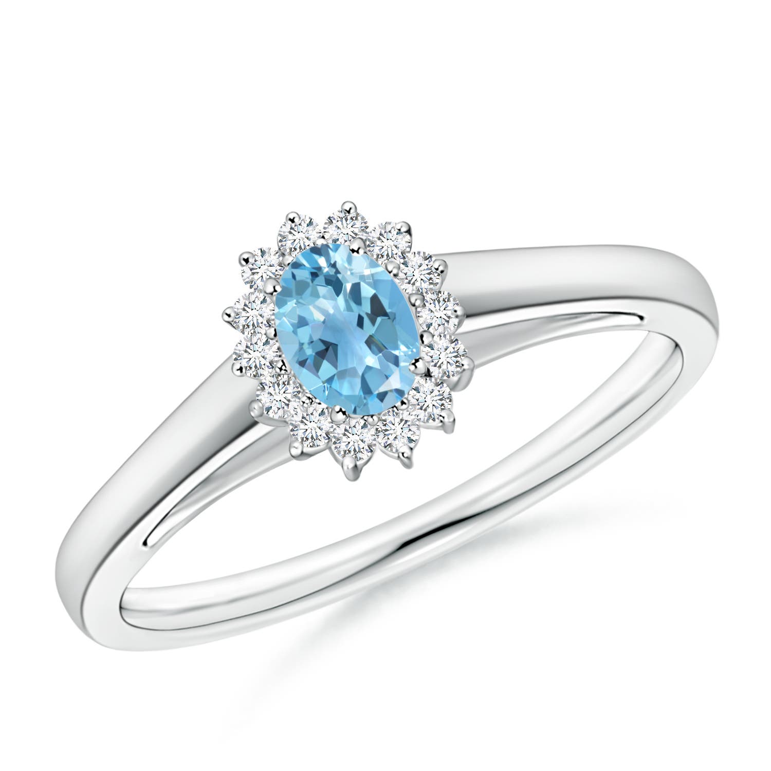 A - Swiss Blue Topaz / 0.38 CT / 14 KT White Gold