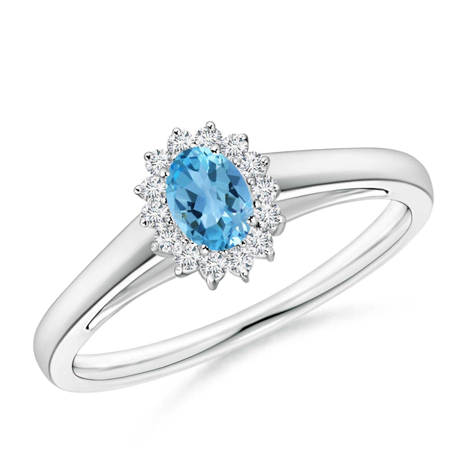 AA - Swiss Blue Topaz / 0.38 CT / 14 KT White Gold