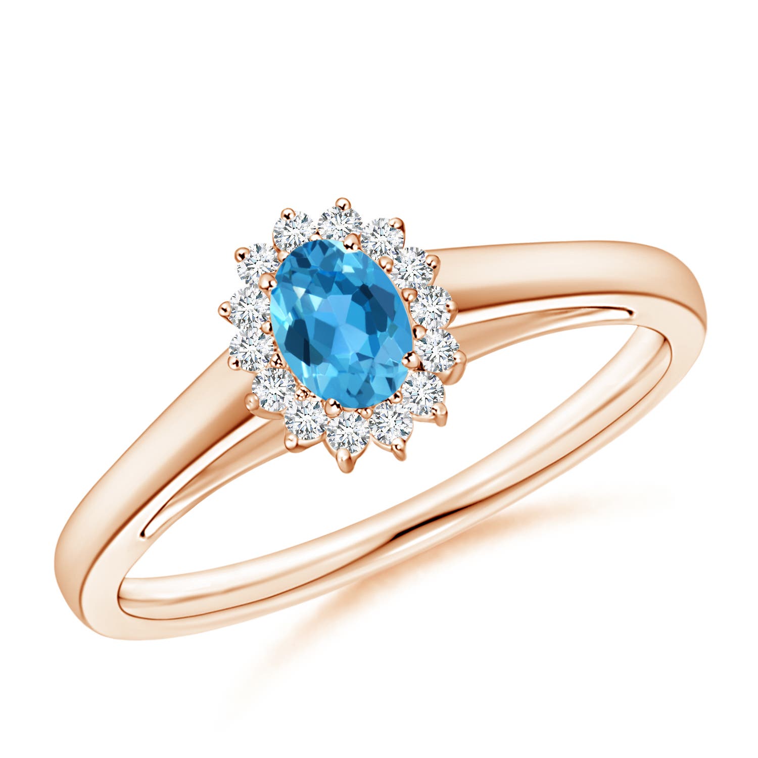 AAA - Swiss Blue Topaz / 0.38 CT / 14 KT Rose Gold