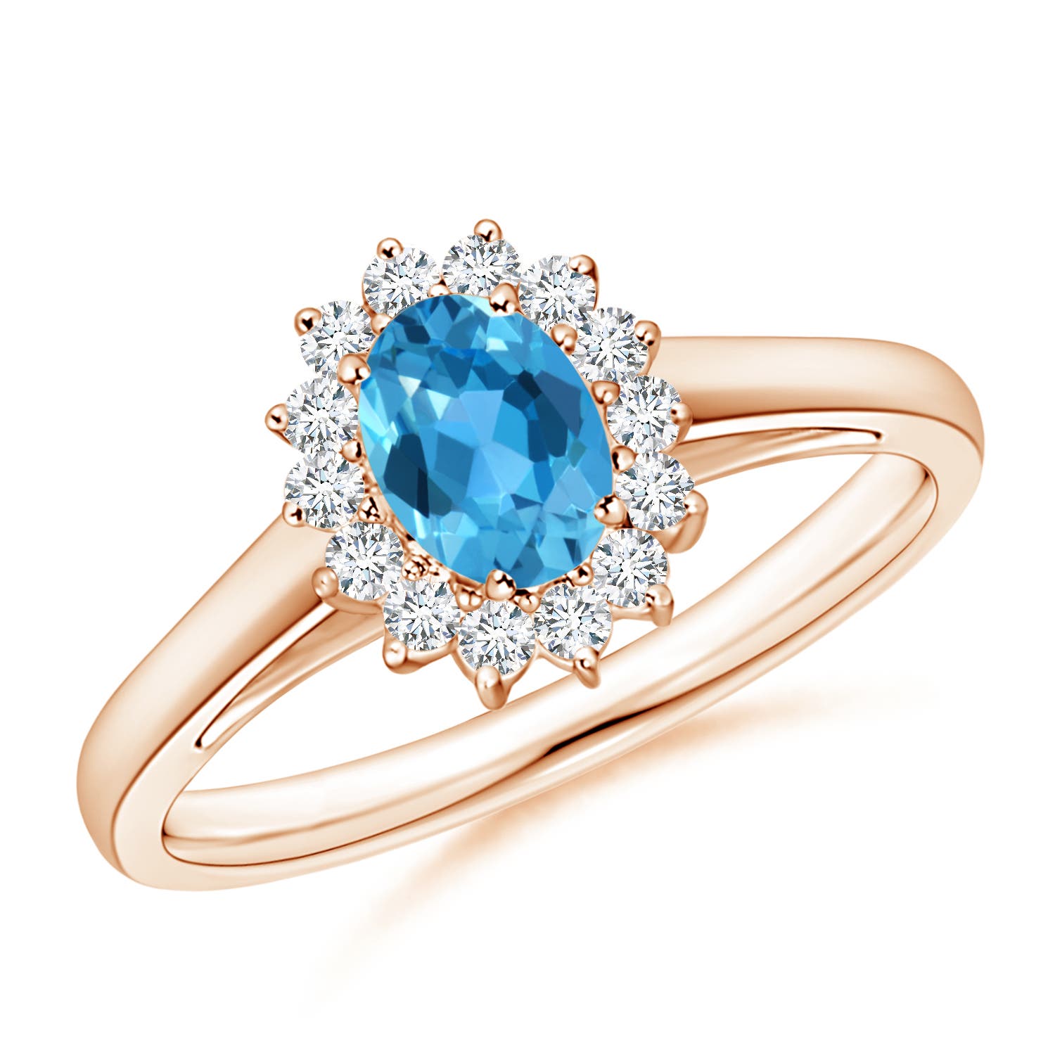 AAA - Swiss Blue Topaz / 0.74 CT / 14 KT Rose Gold