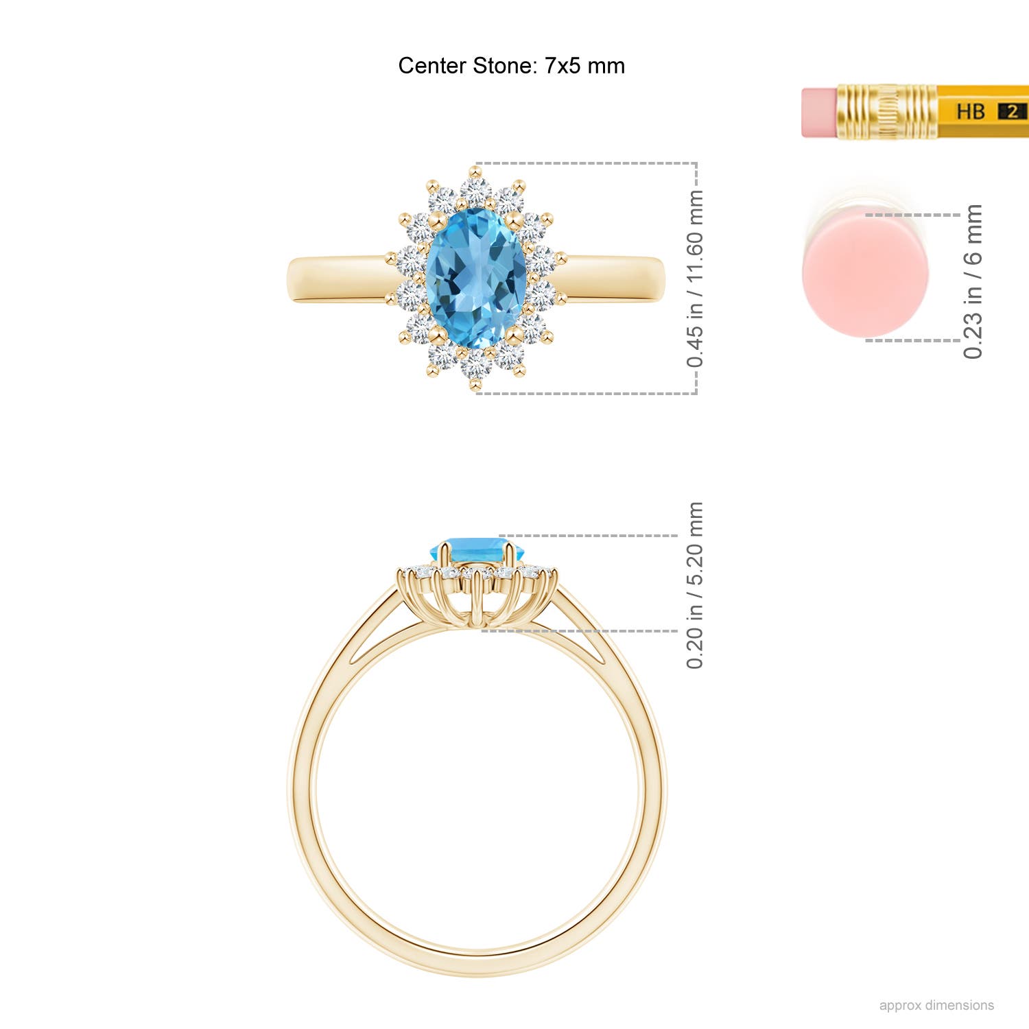 AA - Swiss Blue Topaz / 1.2 CT / 14 KT Yellow Gold