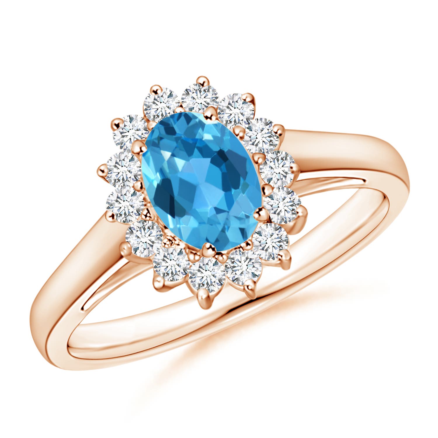 AAA - Swiss Blue Topaz / 1.2 CT / 14 KT Rose Gold