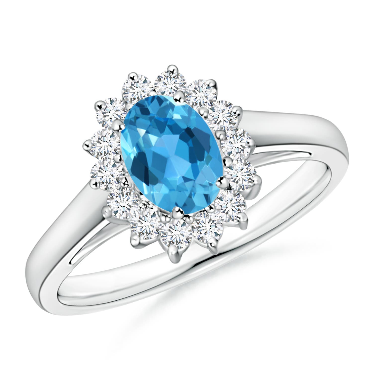 AAA - Swiss Blue Topaz / 1.2 CT / 14 KT White Gold