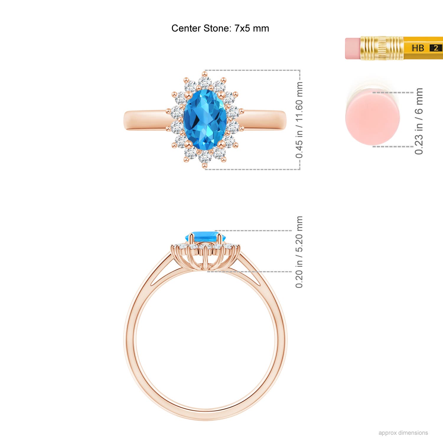 AAAA - Swiss Blue Topaz / 1.2 CT / 14 KT Rose Gold