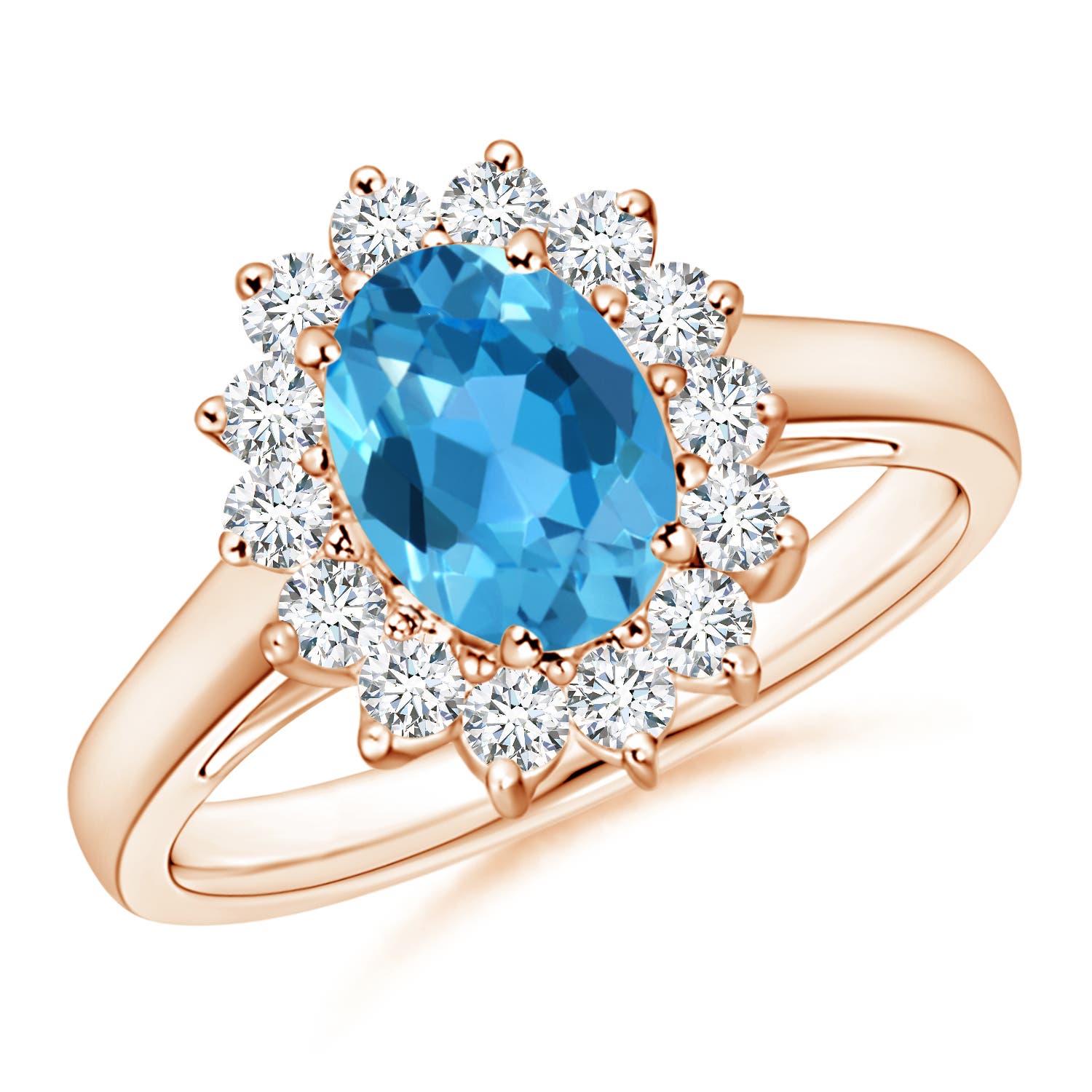 AAA - Swiss Blue Topaz / 1.85 CT / 14 KT Rose Gold