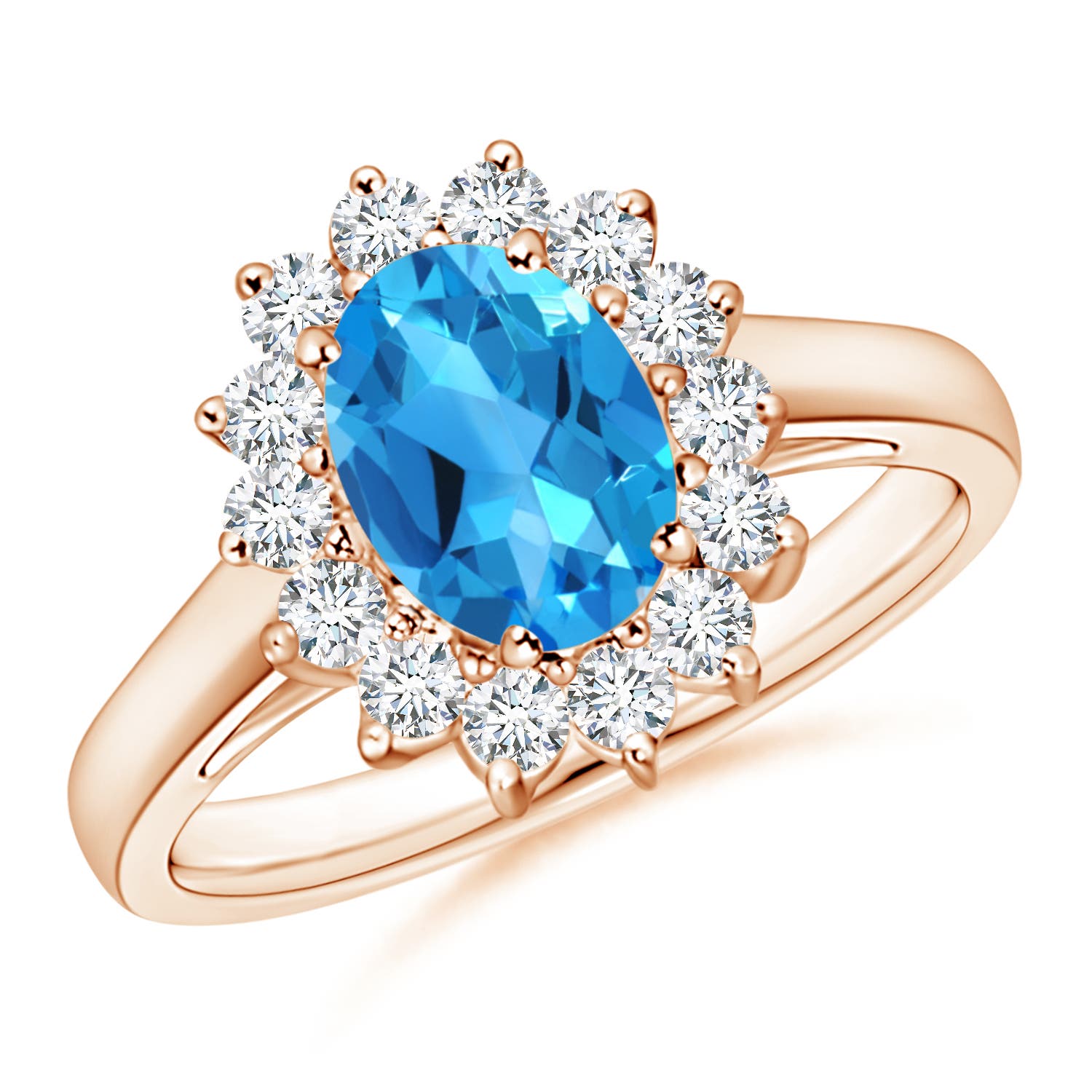 AAAA - Swiss Blue Topaz / 1.85 CT / 14 KT Rose Gold