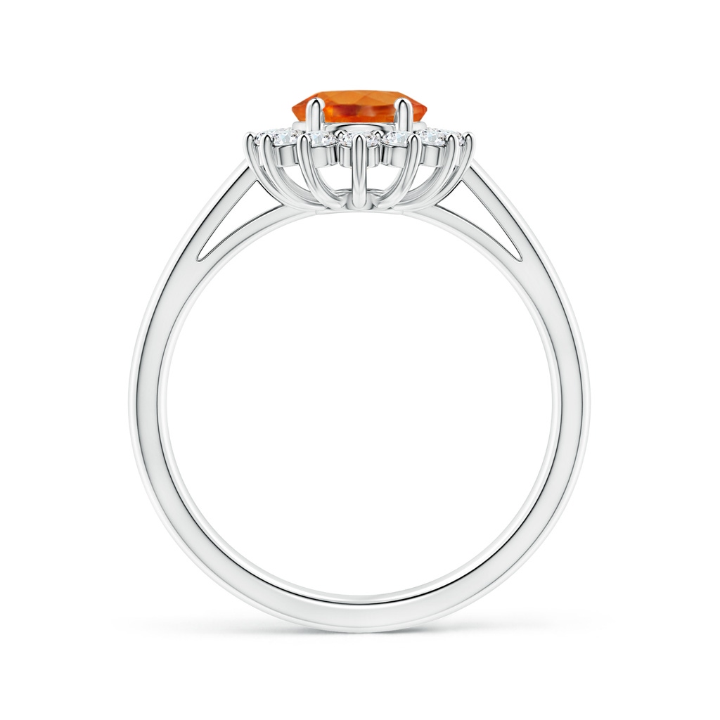 8x6mm AAA Princess Diana Inspired Spessartite Ring with Diamond Halo in White Gold Side-1