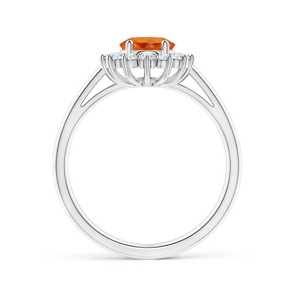 8x6mm AAA Princess Diana Inspired Spessartite Ring with Diamond Halo in White Gold side-1