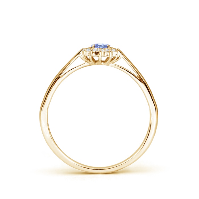 5x3mm A Princess Diana Inspired Tanzanite Ring with Diamond Halo in Yellow Gold side-1