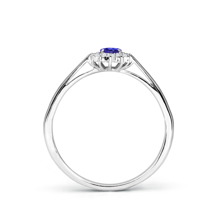 5x3mm AAAA Princess Diana Inspired Tanzanite Ring with Diamond Halo in P950 Platinum Side-1