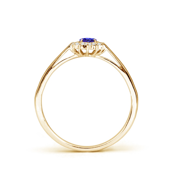 5x3mm AAAA Princess Diana Inspired Tanzanite Ring with Diamond Halo in Yellow Gold side-1