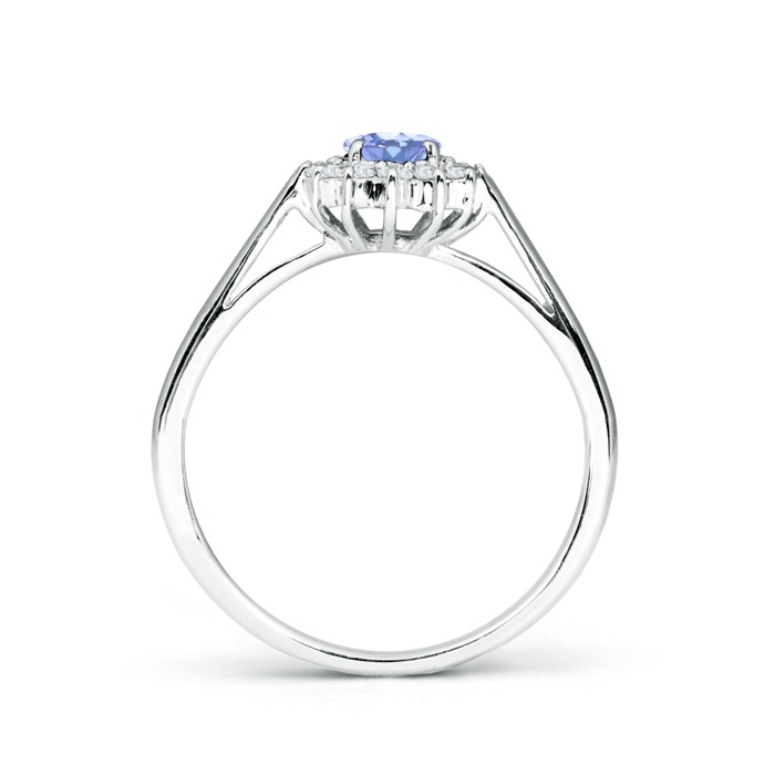 6x4mm A Princess Diana Inspired Tanzanite Ring with Diamond Halo in P950 Platinum side-1