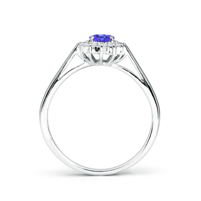 6x4mm AAA Princess Diana Inspired Tanzanite Ring with Diamond Halo in 9K White Gold Side1