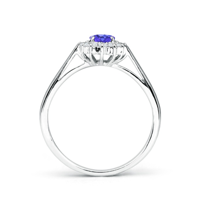 6x4mm AAA Princess Diana Inspired Tanzanite Ring with Diamond Halo in 9K White Gold side1