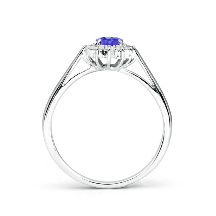 AAA - Tanzanite / 0.65 CT / 14 KT White Gold