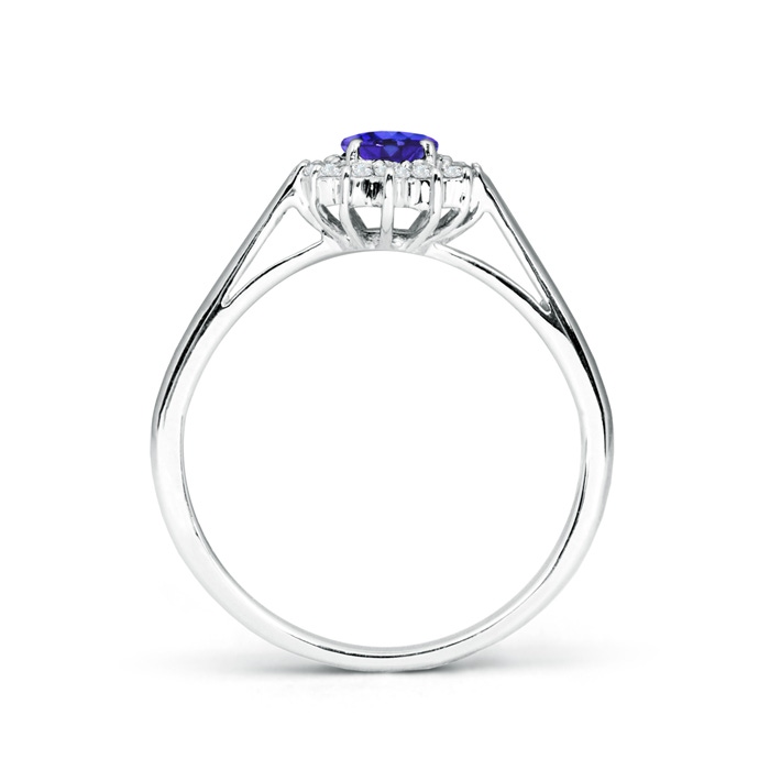6x4mm AAAA Princess Diana Inspired Tanzanite Ring with Diamond Halo in P950 Platinum side-1
