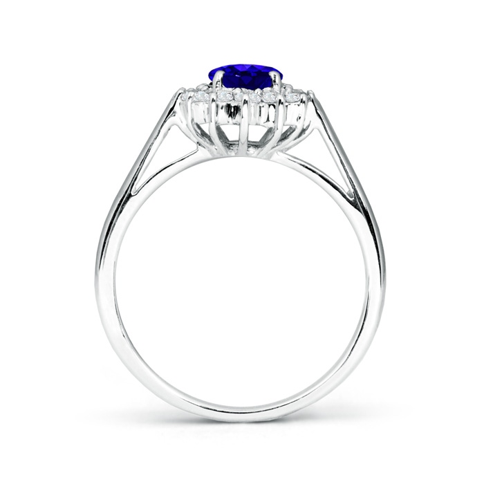 7x5mm AAAA Princess Diana Inspired Tanzanite Ring with Diamond Halo in White Gold side-1