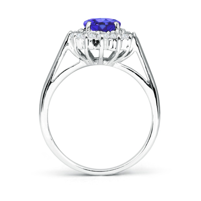 8x6mm AA Princess Diana Inspired Tanzanite Ring with Diamond Halo in P950 Platinum side-1