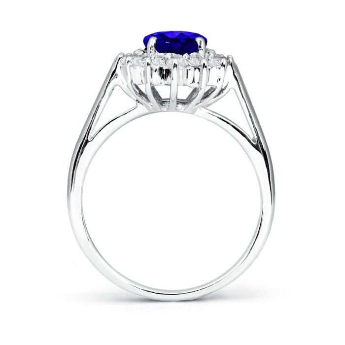 8x6mm AAAA Princess Diana Inspired Tanzanite Ring with Diamond Halo in 10K White Gold side1