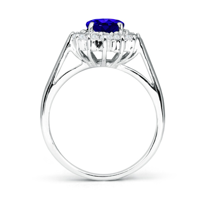 8x6mm AAAA Princess Diana Inspired Tanzanite Ring with Diamond Halo in White Gold side-1