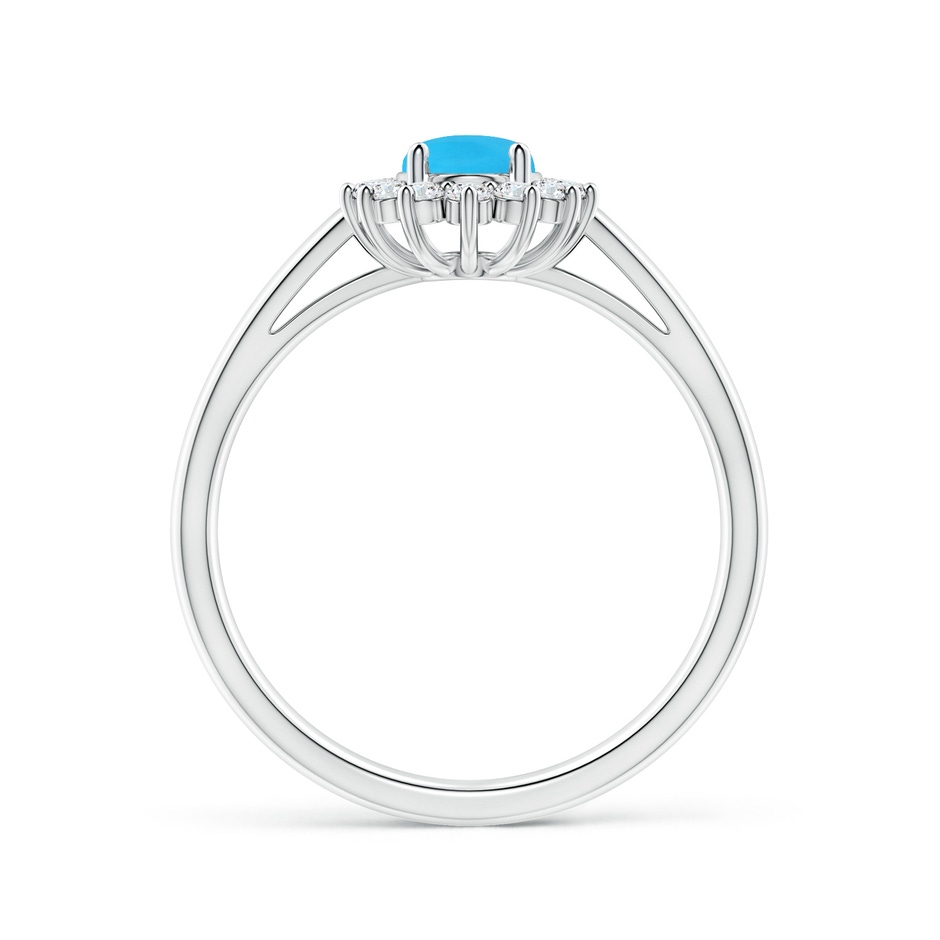 7x5mm AAA Princess Diana Inspired Turquoise Ring with Diamond Halo in White Gold side-1