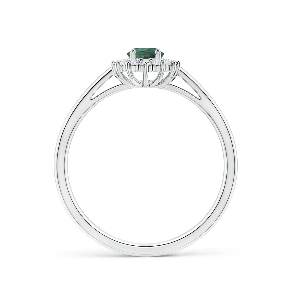 6x4mm AA Princess Diana Inspired Teal Montana Sapphire Ring with Halo in P950 Platinum side 199
