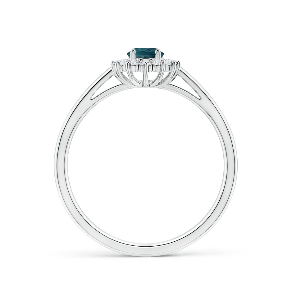 6x4mm AAA Princess Diana Inspired Teal Montana Sapphire Ring with Halo in P950 Platinum side 199