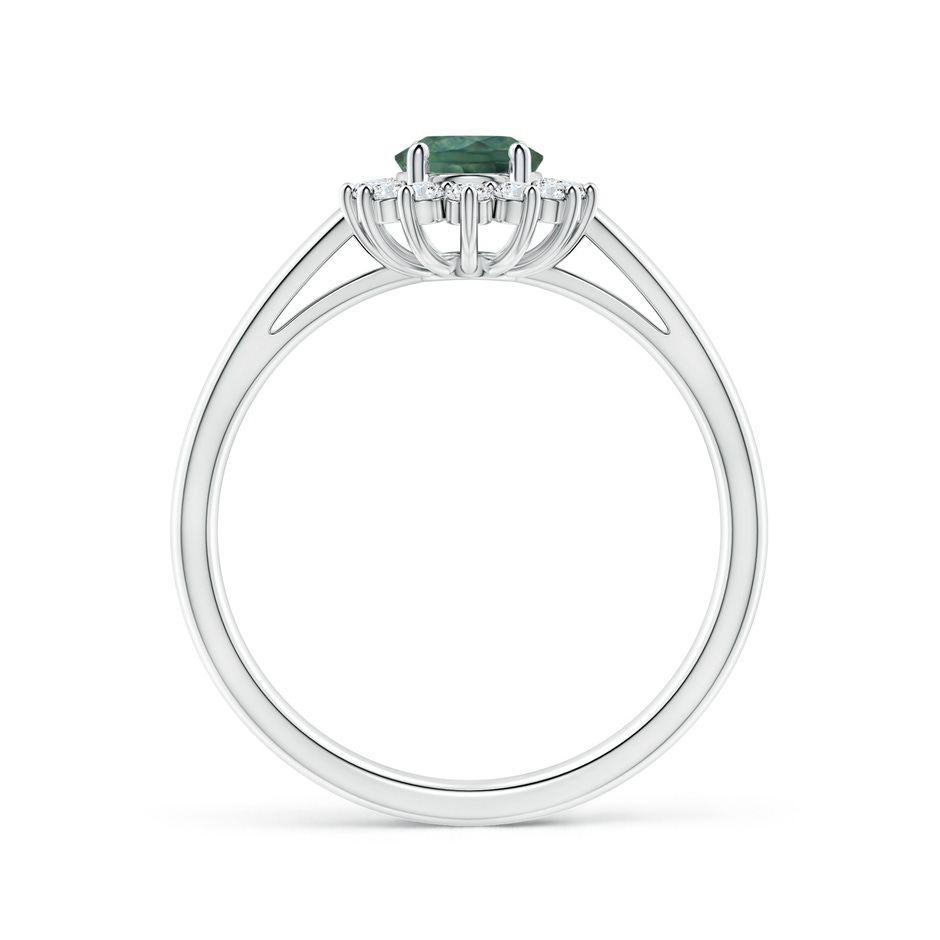 7x5mm AA Princess Diana Inspired Teal Montana Sapphire Ring with Halo in 18K White Gold side 199
