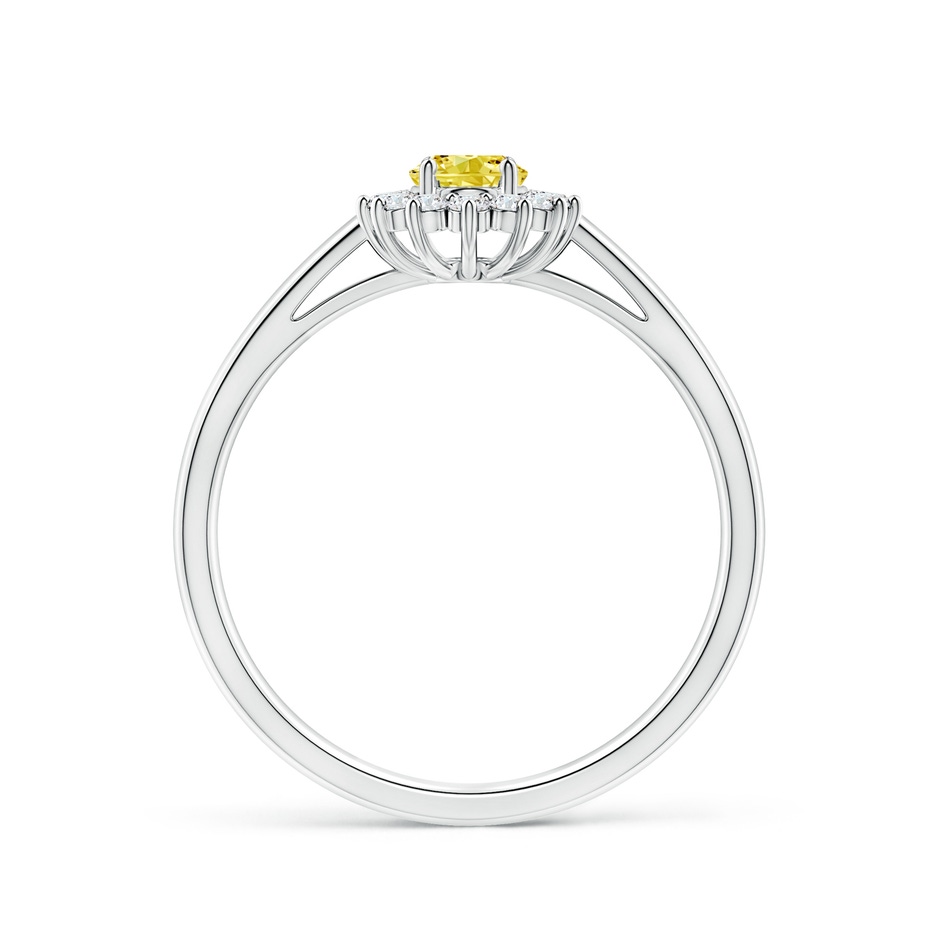 6x4mm AAAA Princess Diana Inspired Fancy Intense Yellow Diamond Ring with Halo in P950 Platinum side 199