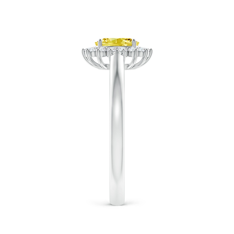 6x4mm AAAA Princess Diana Inspired Fancy Intense Yellow Diamond Ring with Halo in P950 Platinum side 299