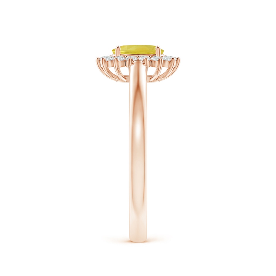 6x4mm A Princess Diana Inspired Yellow Sapphire Ring with Halo in 9K Rose Gold side 2