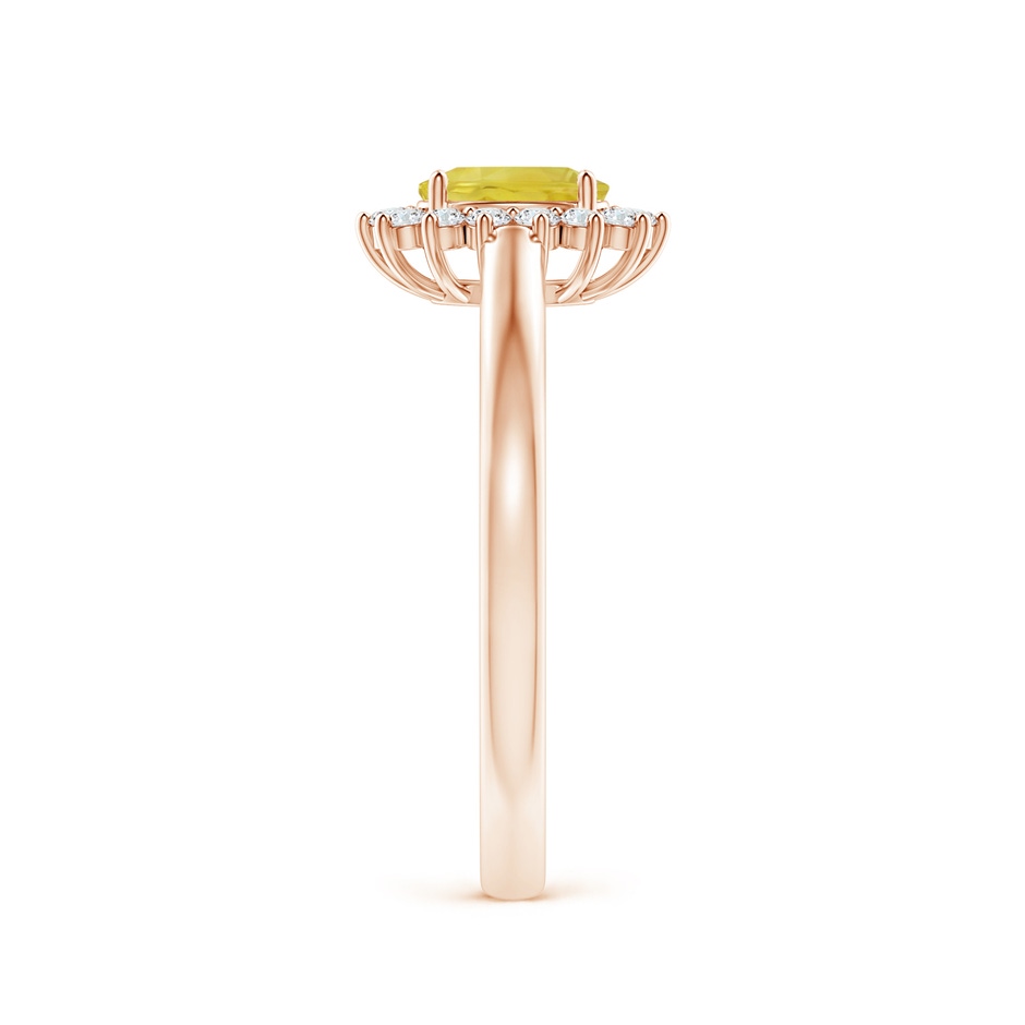 6x4mm A Princess Diana Inspired Yellow Sapphire Ring with Halo in Rose Gold side-2