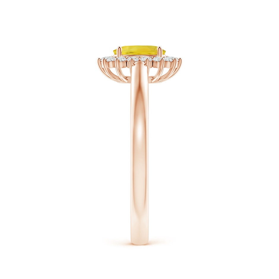 6x4mm AA Princess Diana Inspired Yellow Sapphire Ring with Halo in 9K Rose Gold side 2