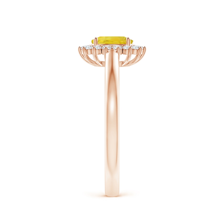 6x4mm AA Princess Diana Inspired Yellow Sapphire Ring with Halo in Rose Gold side-2
