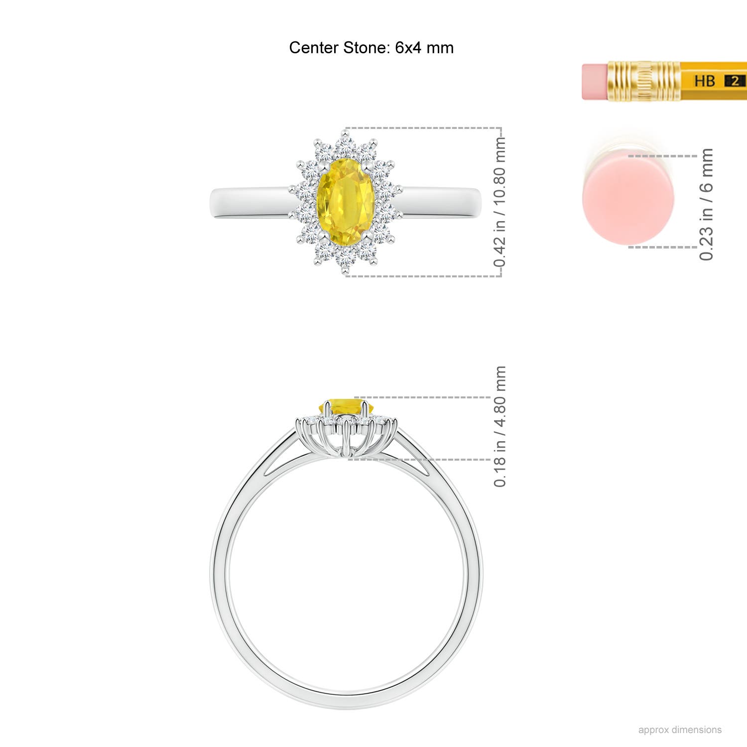 AA - Yellow Sapphire / 0.86 CT / 14 KT White Gold