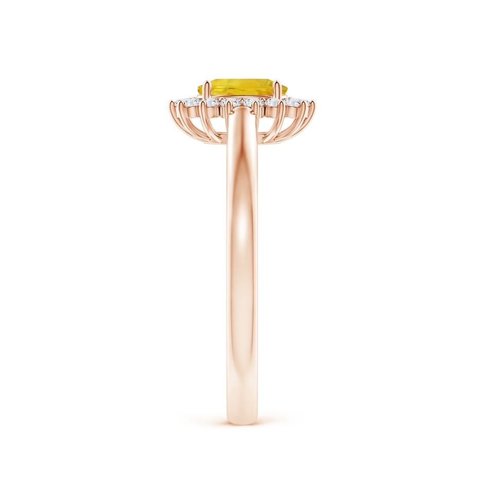 6x4mm AAA Princess Diana Inspired Yellow Sapphire Ring with Halo in Rose Gold side-2