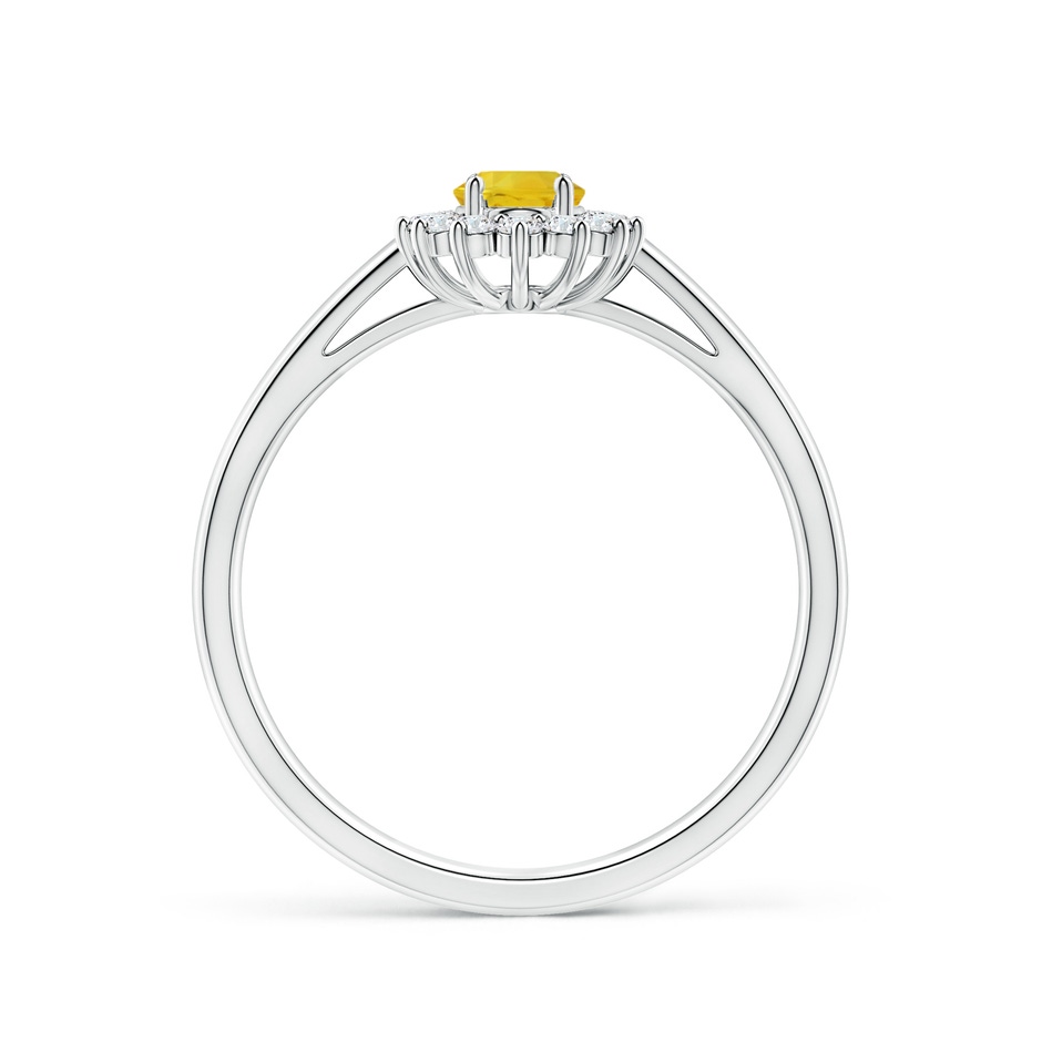 6x4mm AAA Princess Diana Inspired Yellow Sapphire Ring with Halo in White Gold side-1