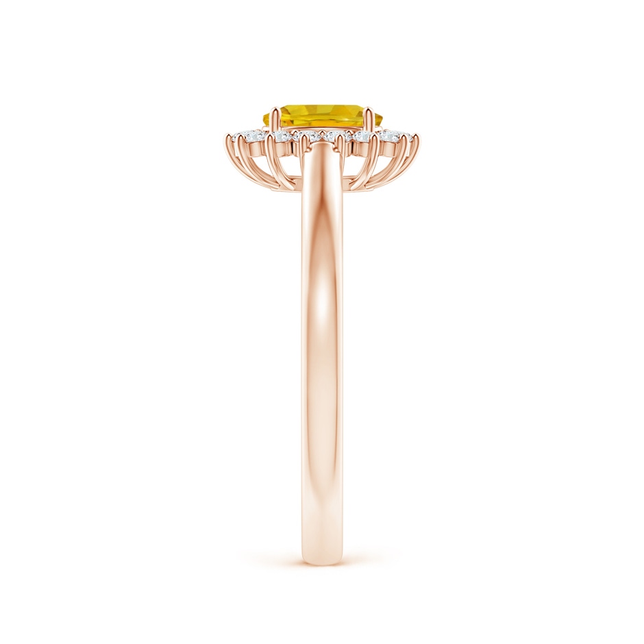 6x4mm AAAA Princess Diana Inspired Yellow Sapphire Ring with Halo in Rose Gold side-2